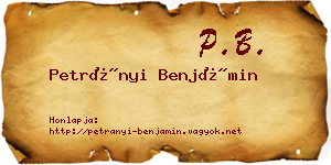 Petrányi Benjámin névjegykártya