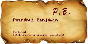 Petrányi Benjámin névjegykártya