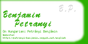 benjamin petranyi business card